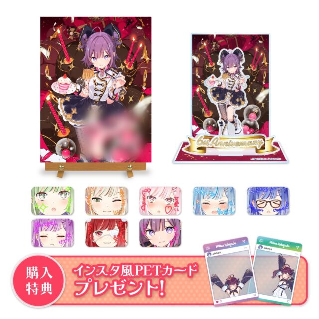 記事画像2: アニメキャラクターの記念グッズ。アクリルスタンド、缶バッジ、PETカード。