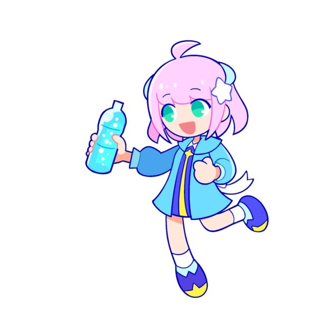 記事画像4: ピンク髪の女の子が水筒を持って走っているイラスト