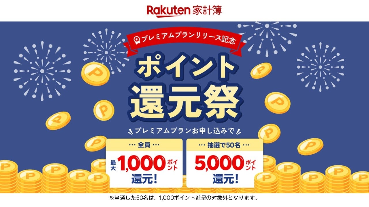 記事画像1: 楽天家計簿のプレミアムプランリリースの記念キャンペーン