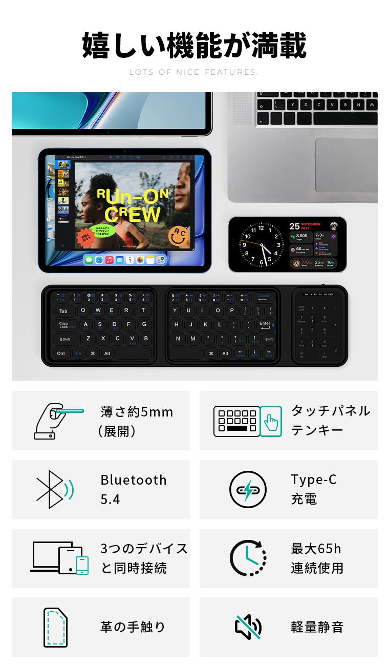 記事画像2: タブレット、ラップトップ、スマートフォンとキーボードのセットアップ
