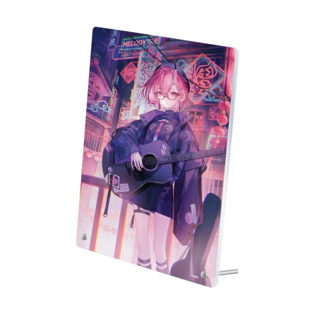 記事画像3: ネオン街でギターを弾くアニメ風の少女
