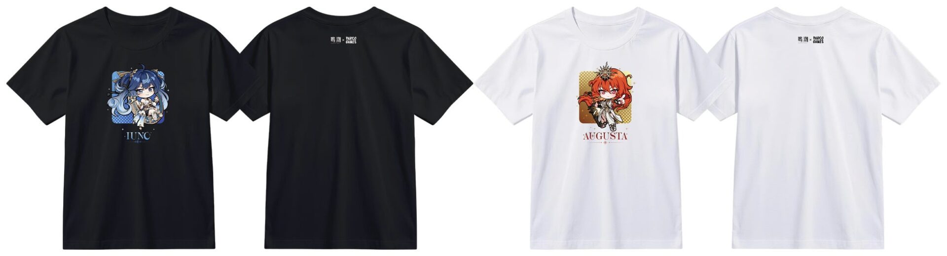 記事画像12: 黒と白のTシャツにキャラクターイラストとロゴがプリントされています。