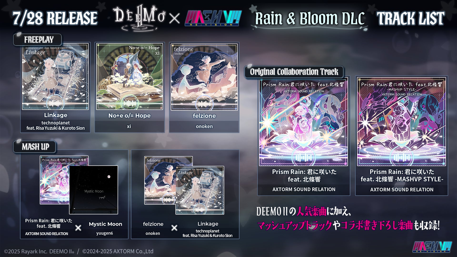 記事画像7: DEEMO IIのDLC「Rain & Bloom」のトラックリスト