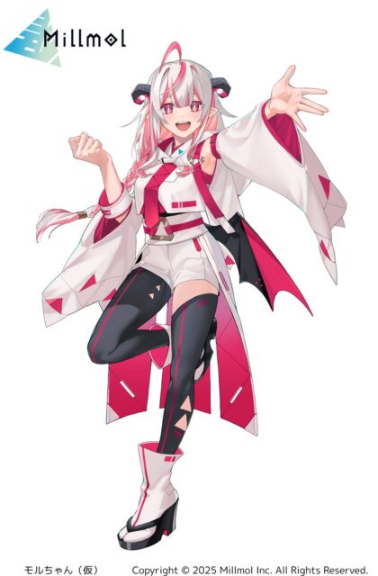 記事画像2: ピンクと白の衣装を着たアニメ風のキャラクター。