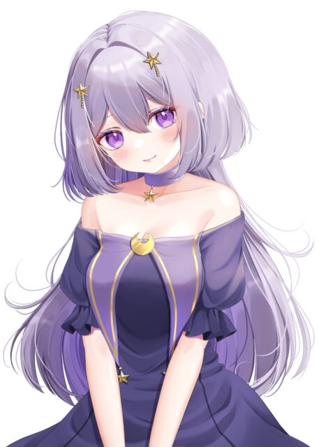記事画像6: 紫髪に紫色の瞳を持つアニメ風の少女