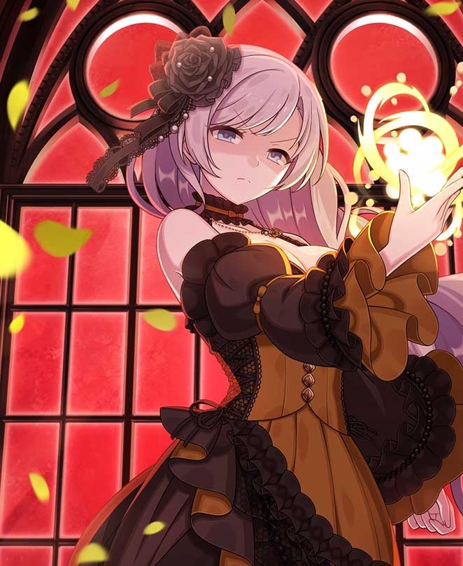 記事画像6: ゴシック風のドレスを着たアニメ風の女性が魔法を放っている。