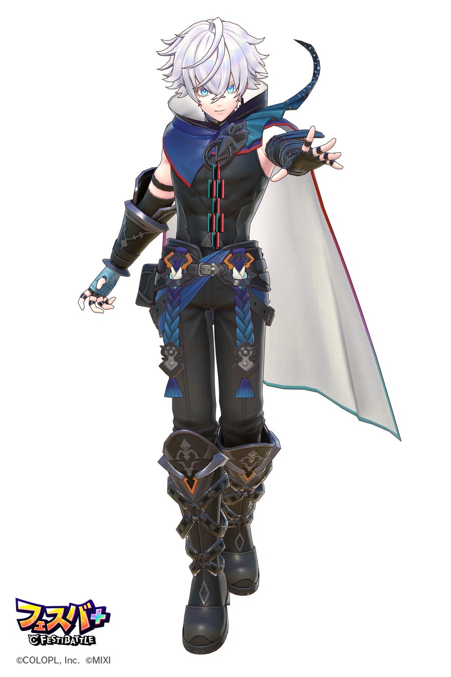 記事画像4: 白髪で青い瞳の男性キャラクターの全身画像。特徴的な服装。