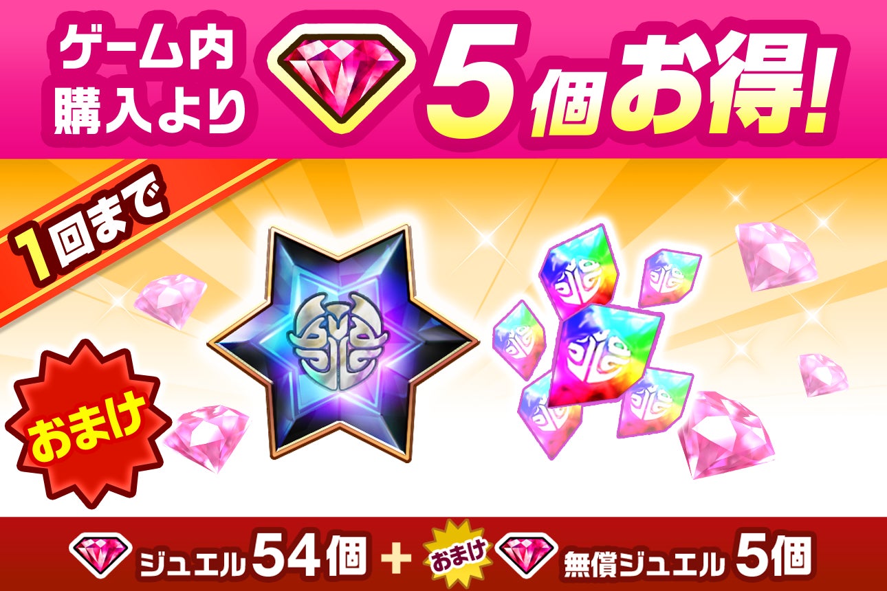 記事画像8: ゲーム内課金でお得な特典!ジュエル54個+無償ジュエル5個