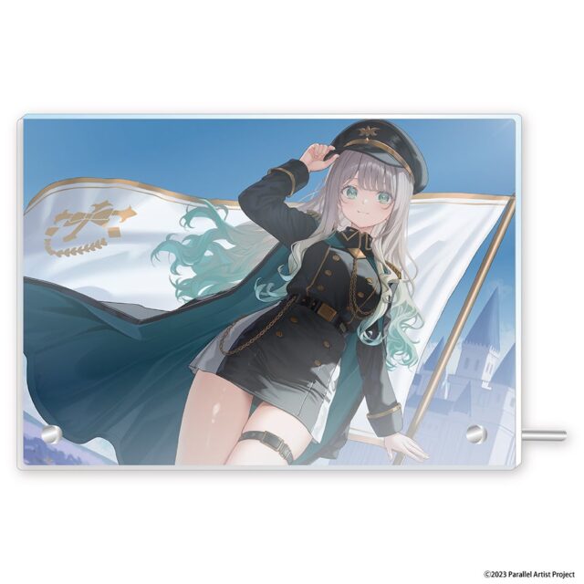 記事画像7: 軍服を着たアニメ風の女性キャラクターが旗を持っているイラスト
