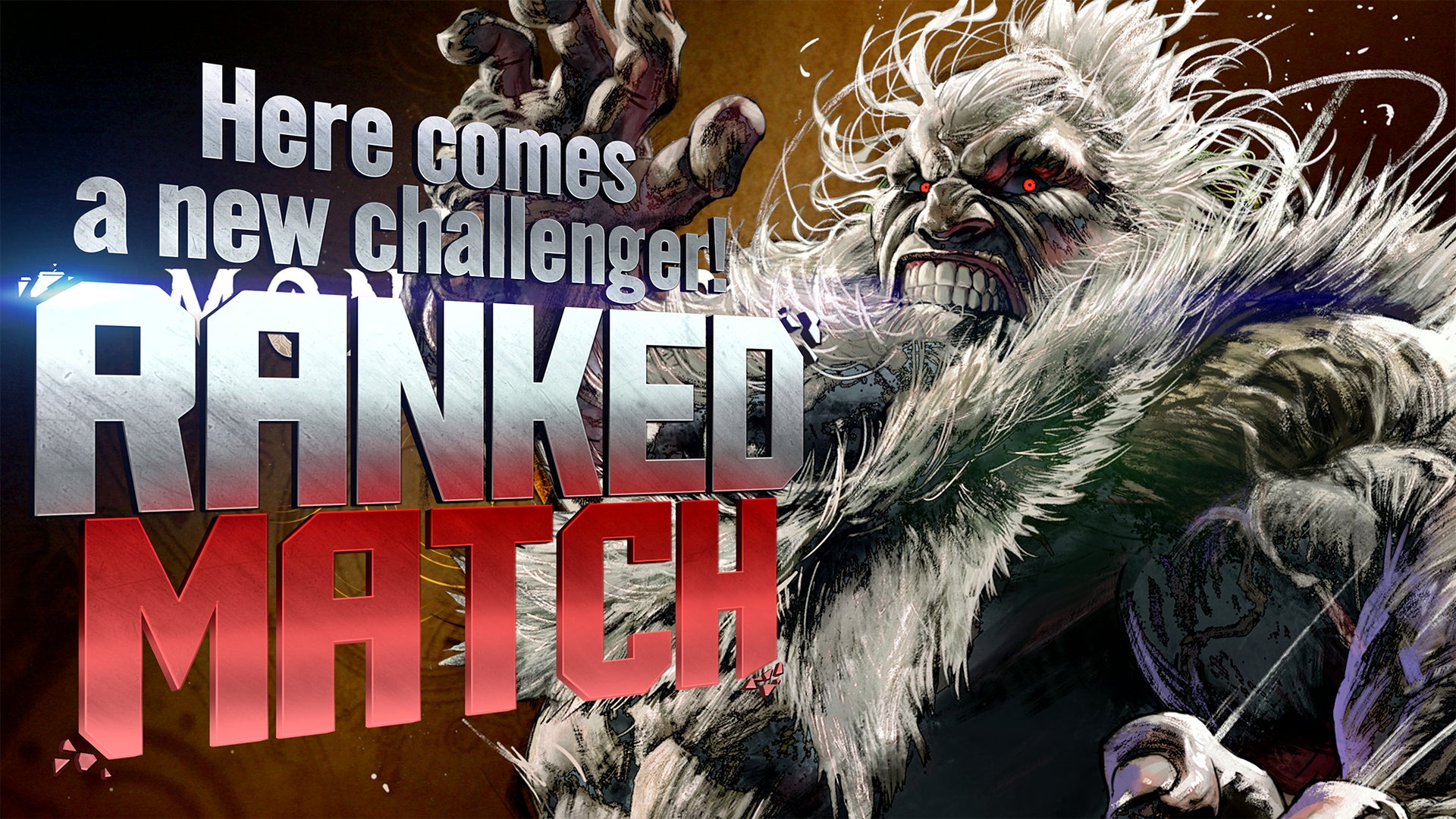 記事画像16: 「Here comes a new challenger! RANKED MATCH」の文字と、怪物のようなキャラクター