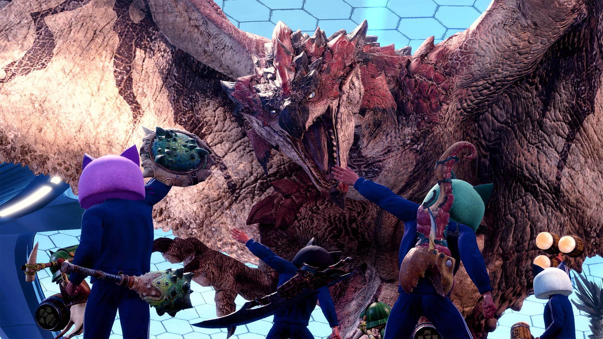 記事画像22: モンスターハンター:ワールドのキャラクターがモンスターと対峙する