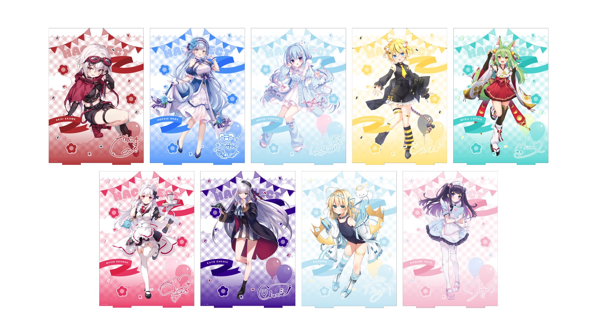 記事画像4: 様々なアニメキャラクターのアクリルスタンドが並べられています。