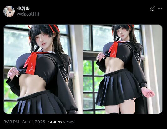セクシーすぎる制服姿！　小薯条、『鳴潮』千咲のコスプレを完全再現