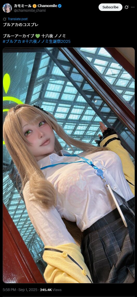 可愛すぎるノノミちゃん！　カモミール、『ブルーアーカイブ』十六夜ノノミのコスプレで誕生日をお祝い