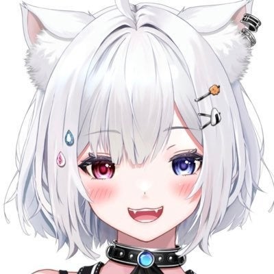 記事画像5: 白い髪、猫耳、オッドアイの美少女キャラクター。