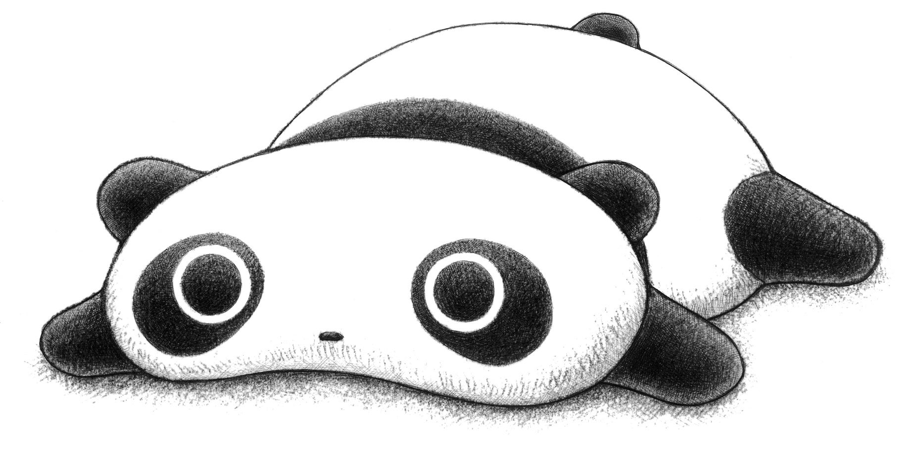 記事画像4: 鉛筆で描かれた、丸くて愛らしいパンダのイラスト。