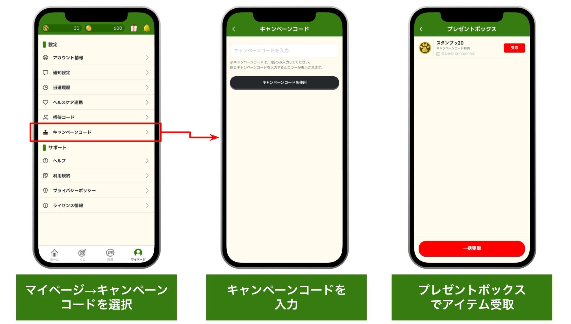 記事画像4: キャンペーンコード入力とプレゼントボックスの画面表示