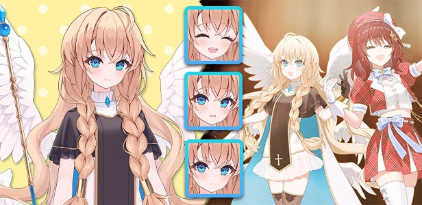 記事画像5: 天使のキャラクターデザインと、表情集、他のキャラクターとのツーショット