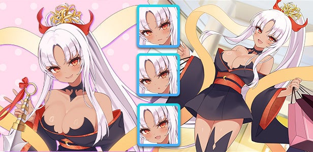 記事画像7: セクシーな着物姿の女性キャラクターが、ショッピングを楽しむ様子を描いたイラスト