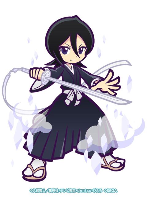 記事画像2: 斬魄刀を持つ、ちびキャラ風のルキア。