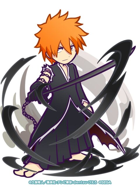 記事画像6: 黒い装束と斬魄刀を持つ、オレンジ髪の少年キャラクター