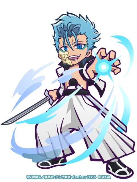 記事画像9: 青い髪と骸骨のような顔を持つキャラクターのイラスト。