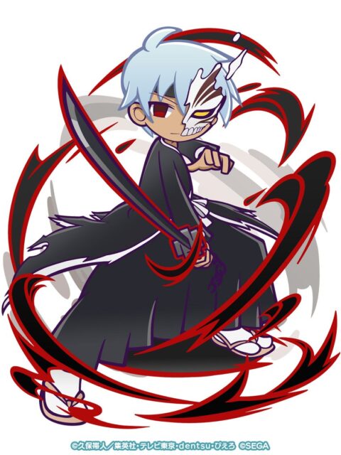 記事画像11: 虚化状態の黒崎一護のイラスト。黒い衣装と斬魄刀を構える。