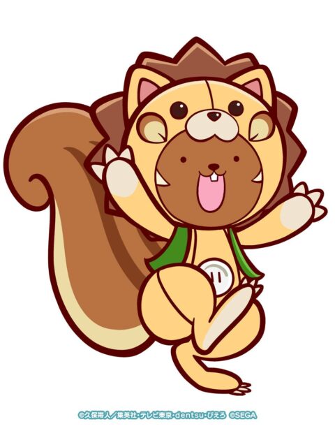 記事画像18: リスの着ぐるみを着た、茶色いクマのようなキャラクター。