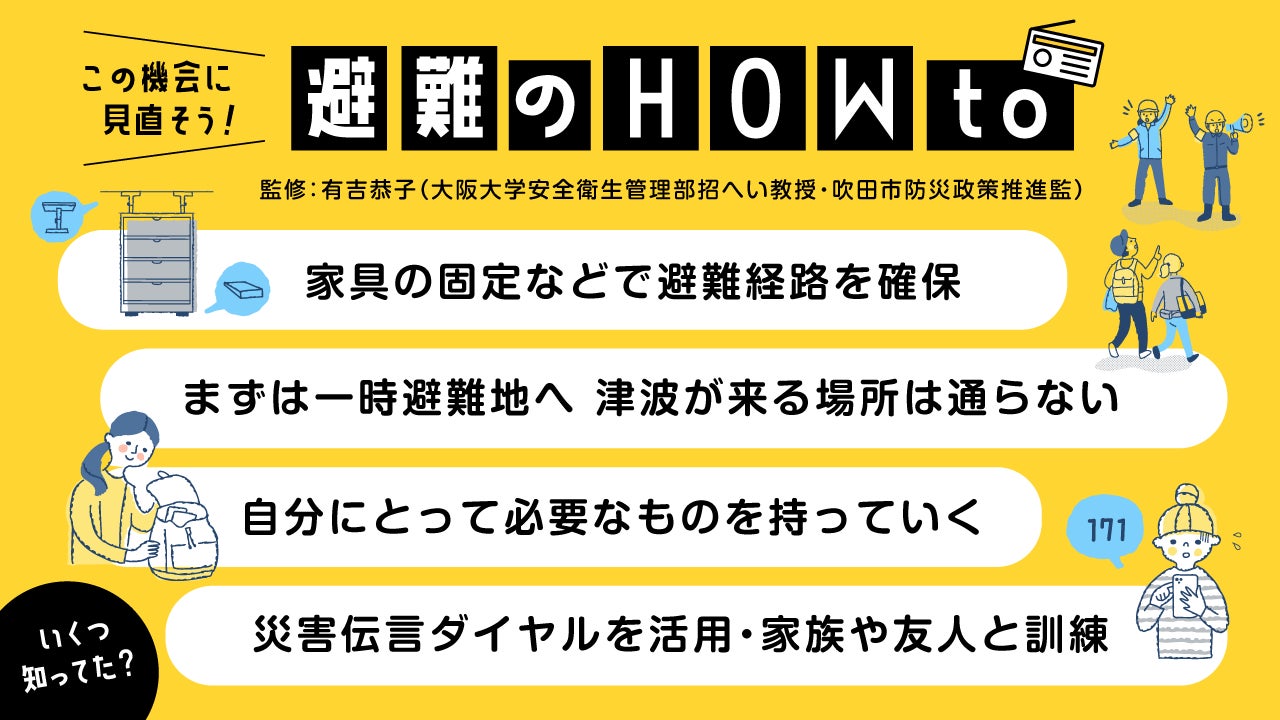 記事画像2: 災害時の避難方法を解説するイラストとテキスト