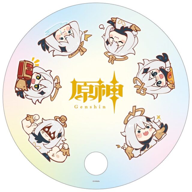 記事画像3: 「原神」のキャラクター「パイモン」の様々なポーズのイラストが円状に配置されたデザイン。