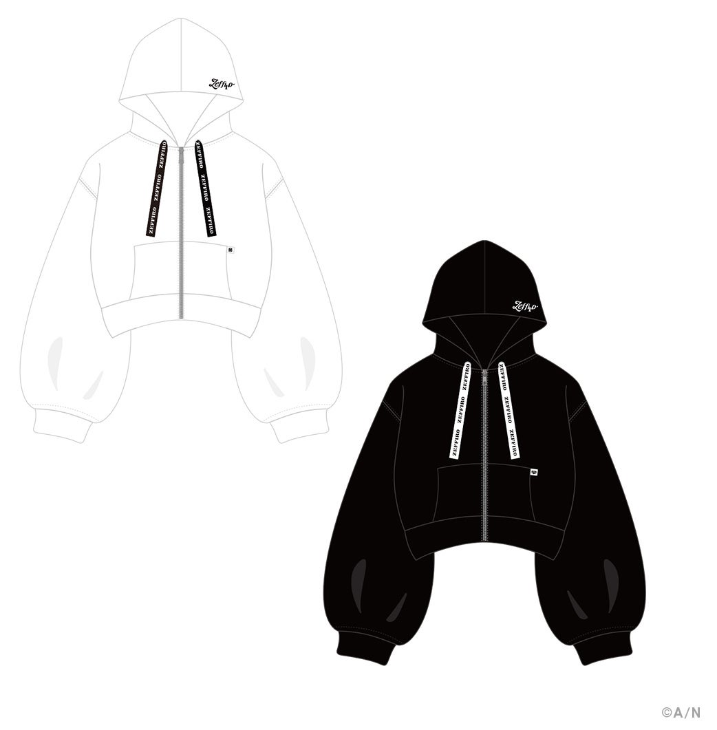 記事画像6: 白と黒のクロップド丈パーカーのイラスト