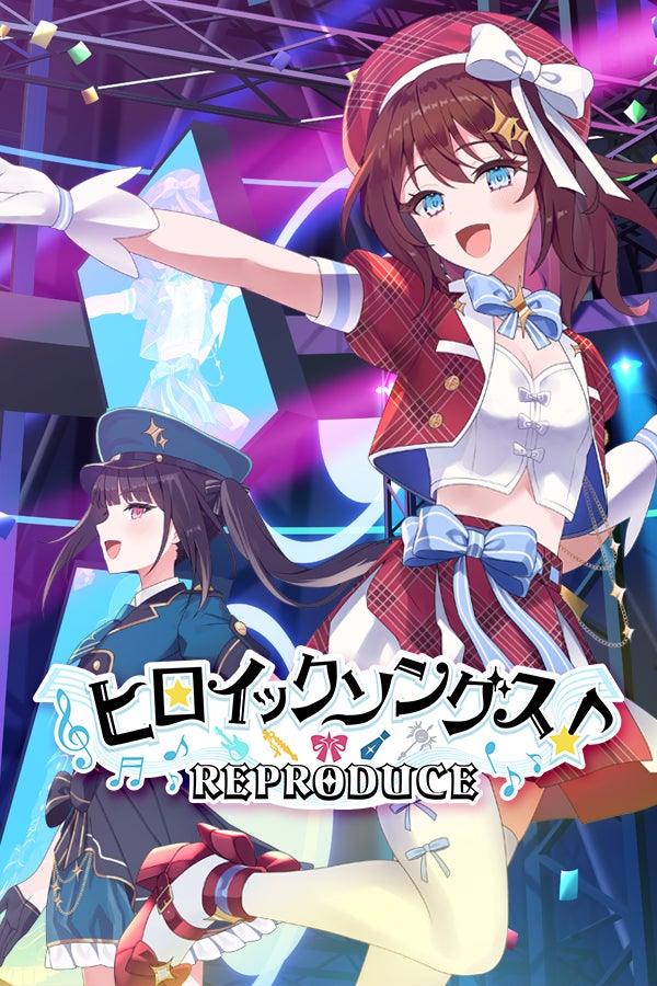 記事画像2: ライブステージで歌うアニメ調のアイドル風キャラクターたち。