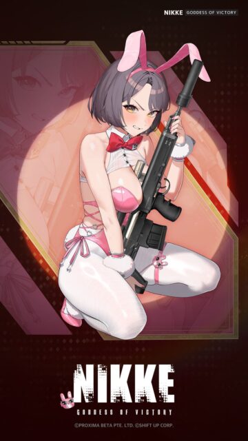 記事画像5: バニーガール風衣装のキャラクターが銃を構えるイラスト