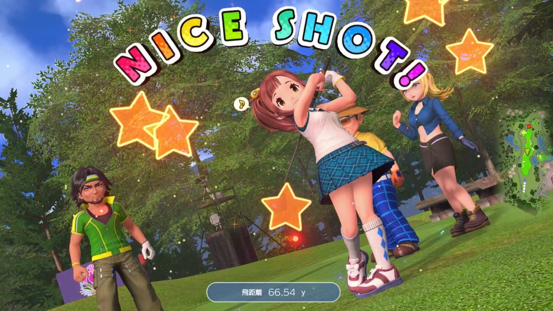 記事画像10: ゴルフゲームで「NICE SHOT!」の文字とキャラクターが表示されている