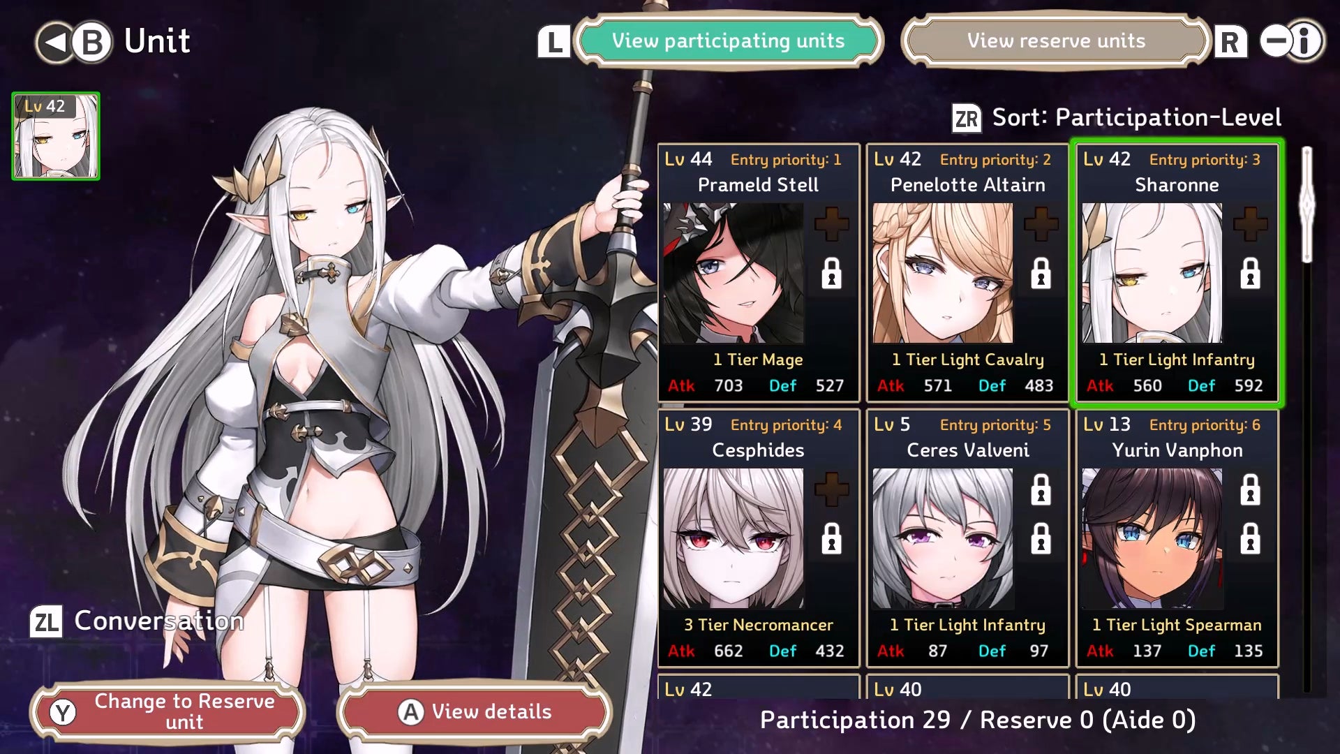 記事画像13: ゲーム画面:キャラクター選択とユニット編成。