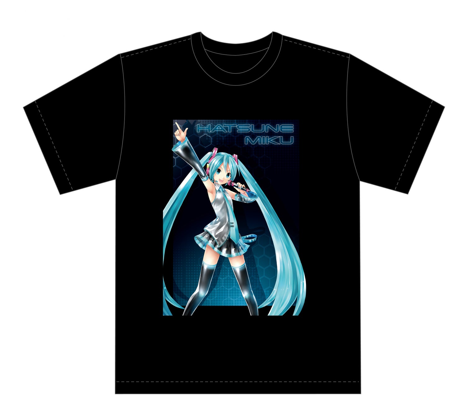 初音ミクが描かれた黒いTシャツの商品画像