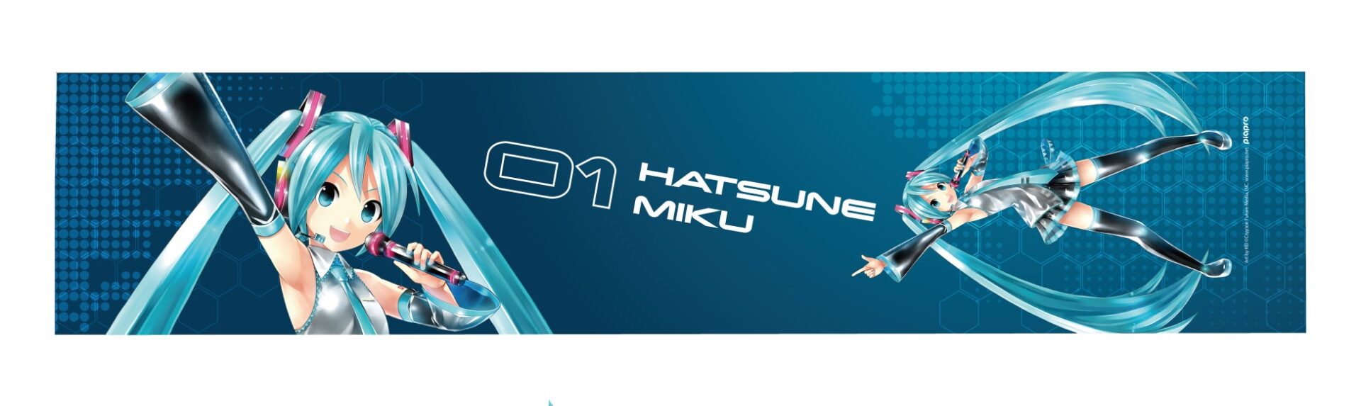 初音ミクのイラストと「01 HATSUNE MIKU」の文字