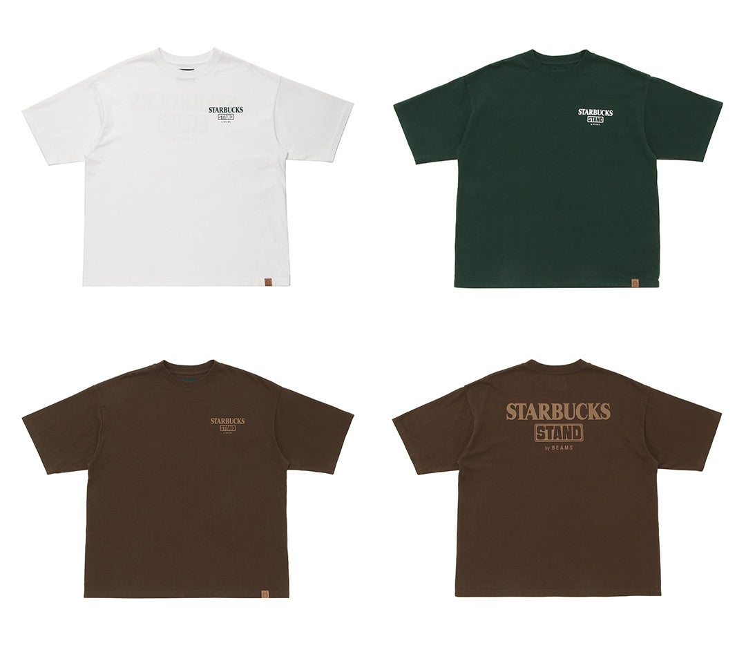 スターバックスとビームスのTシャツ4種類(白、緑、茶色2種)