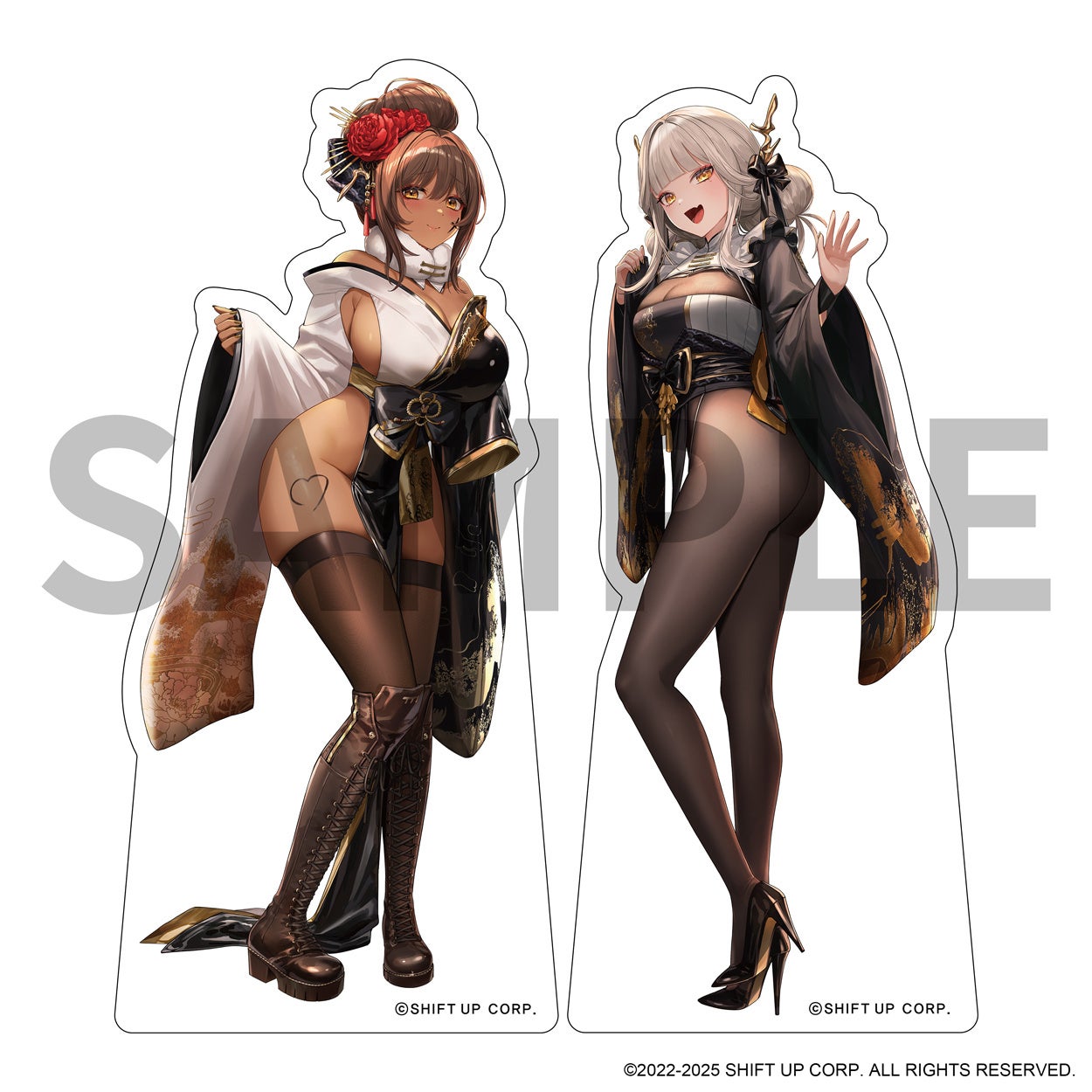 着物風衣装の女性キャラクター２人のアクリルスタンド