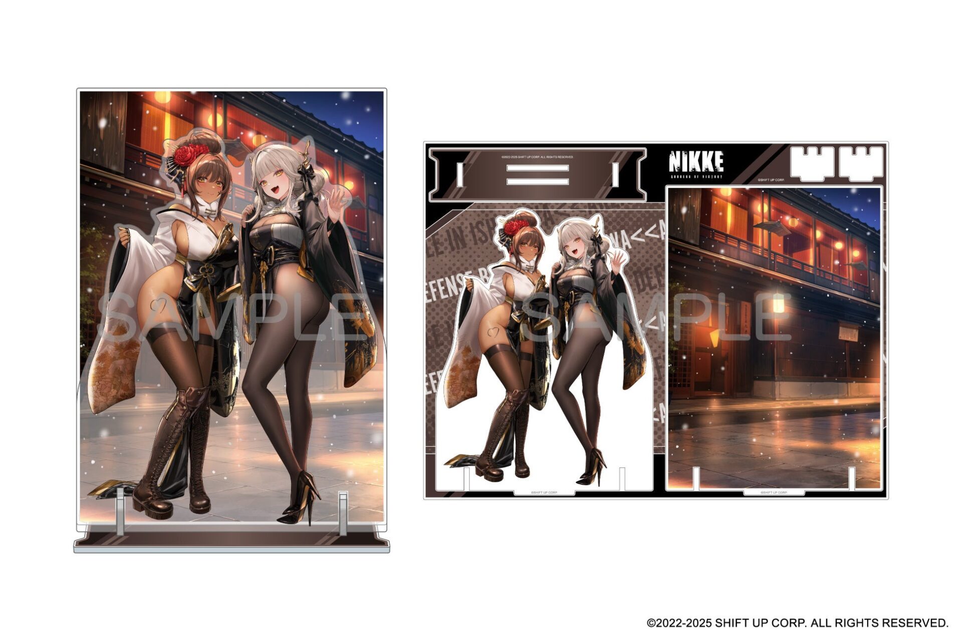 着物姿の女性キャラクター2人が描かれたアクリルスタンド