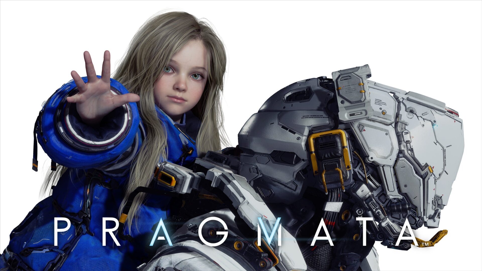 少女とロボットが「PRAGMATA」のロゴと共に描かれている。