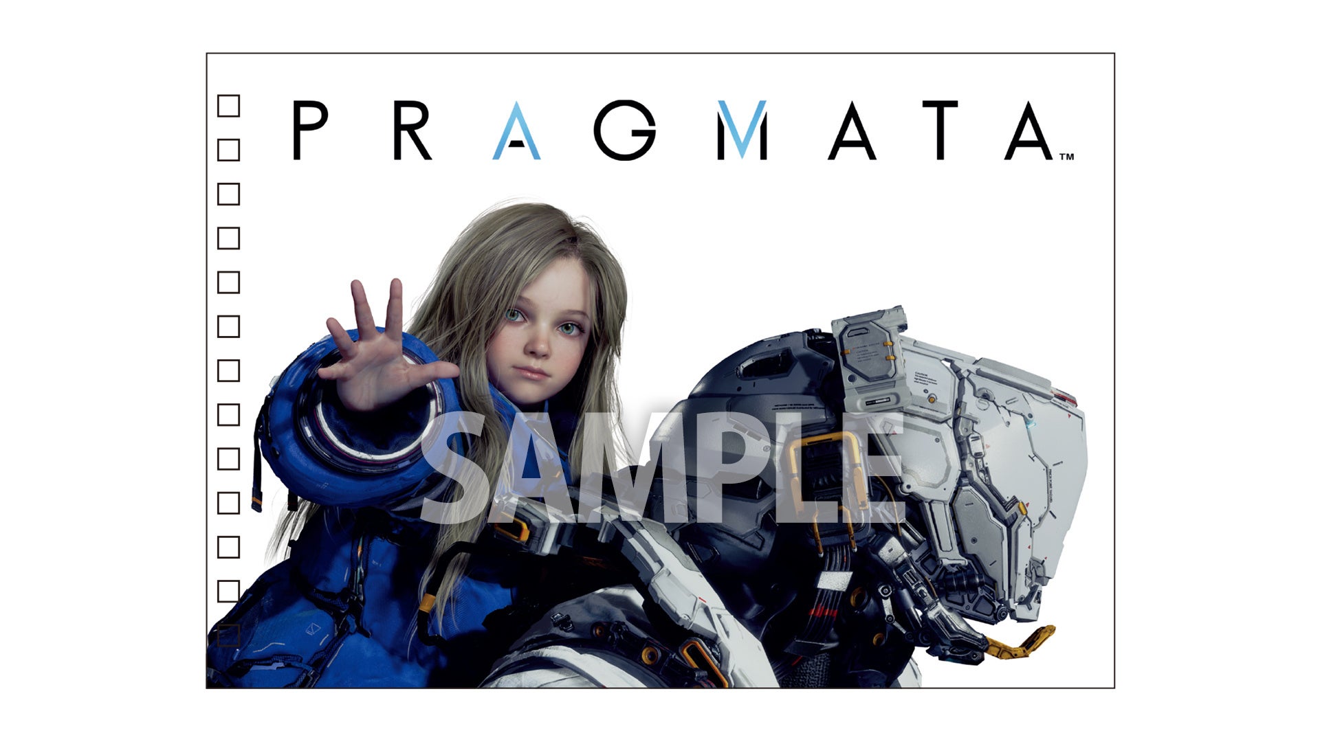 「PRAGMATA」のロゴと、青い宇宙服を着た少女とロボット。
