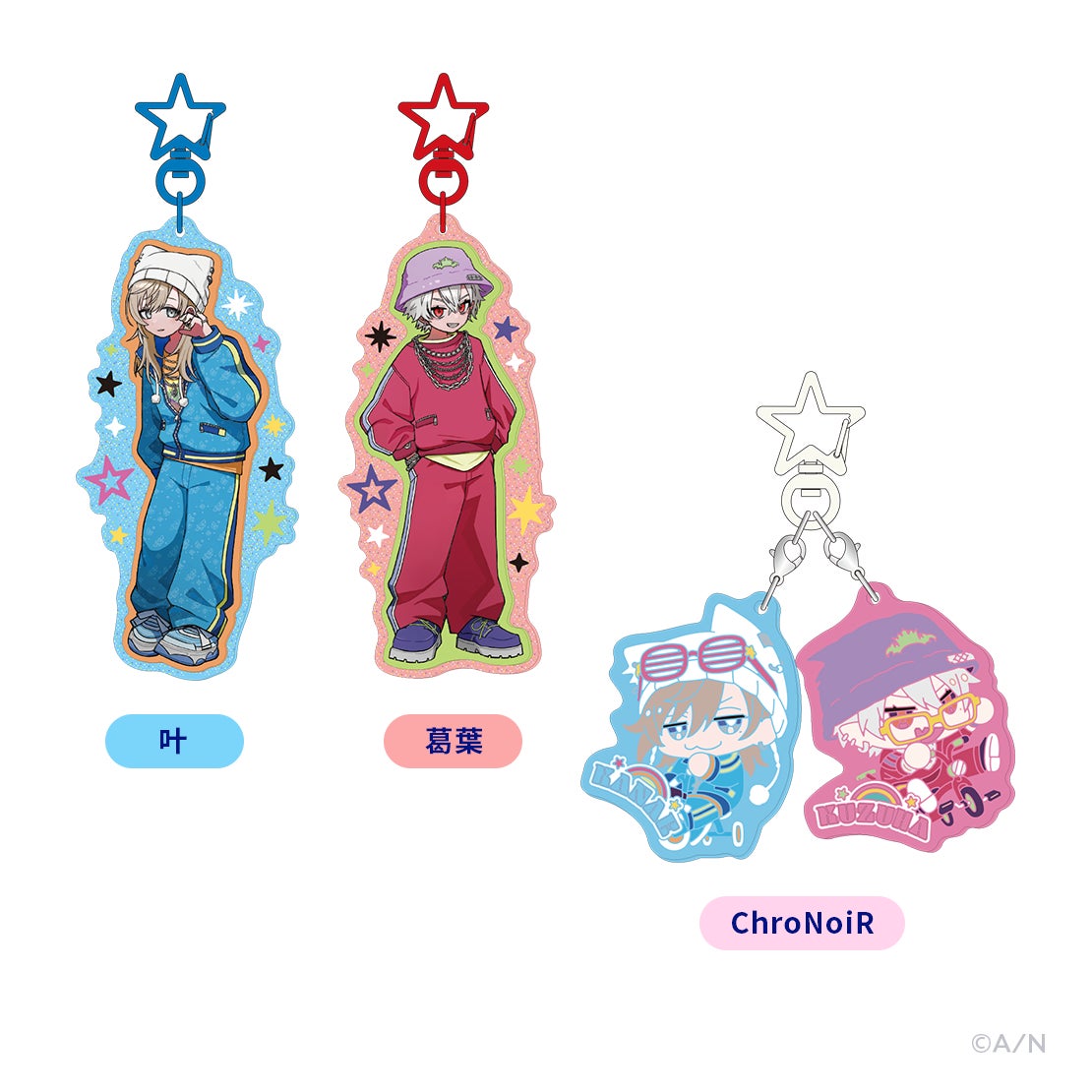 アニメキャラクターのアクリルキーホルダー4種セット