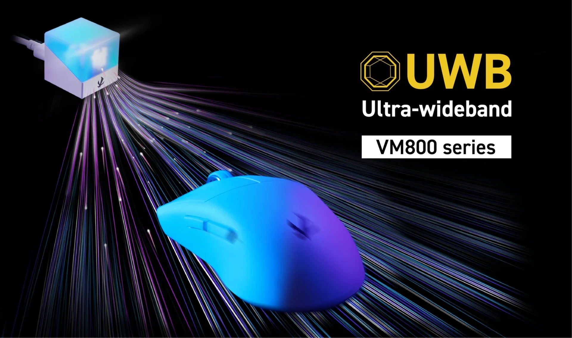 UWB(Ultra-Wideband)通信技術を表現したワイヤレスゲーミングマウスVM800シリーズのイメージ