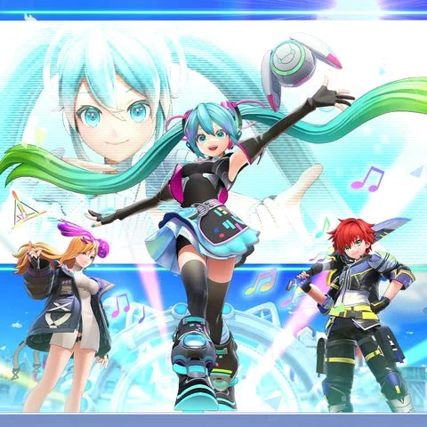 『フェスバ+』のステージで歌い踊る初音ミクとヒーローたち