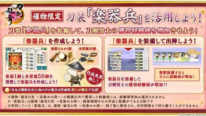 イベント限定刀装「楽器兵」の活用方法