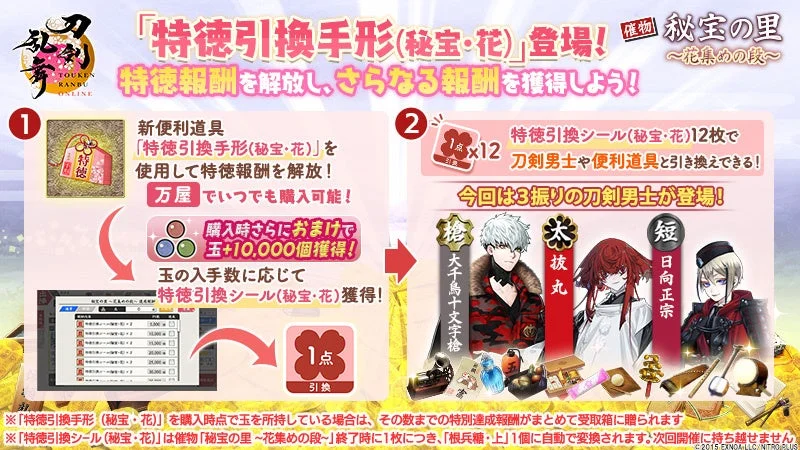 特徳引換手形(秘宝・花)の詳細と引換方法