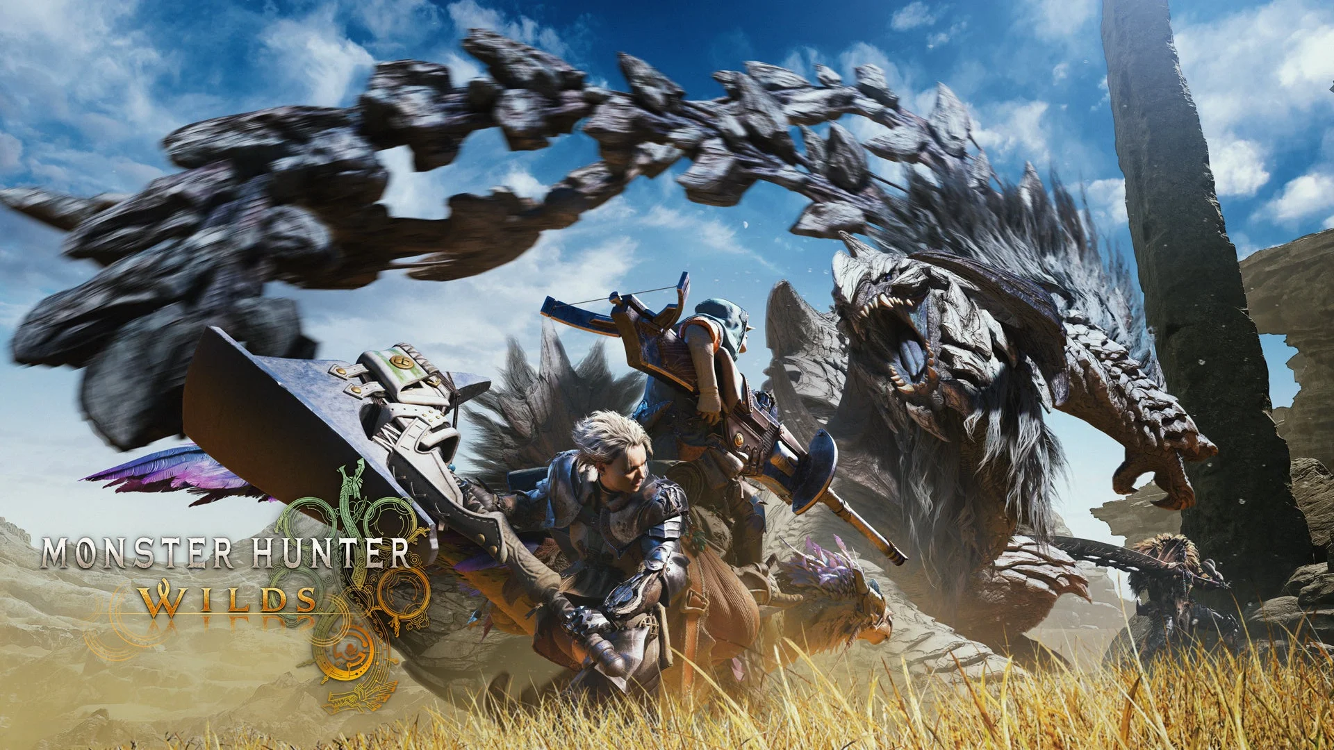 モンスターハンターワイルズのゲームプレイイメージ、大型モンスターとハンター