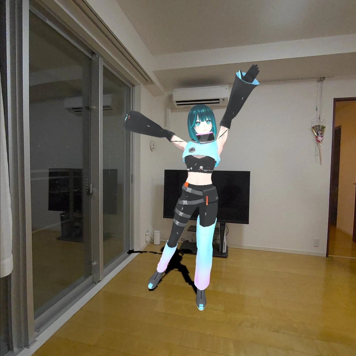 リビングに等身大で表示されたVTuberキャラクター