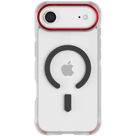 赤い縁取りがアクセントのiPhoneクリアケース